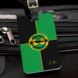 Etiqueta De Bagagem Jamaica Green Black & Dourado Color Block Jamaican