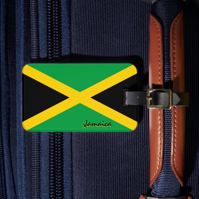 Etiqueta De Bagagem Jamaica LuBags, Bandeira jamaicana patriótica (Frente Insitu 4)