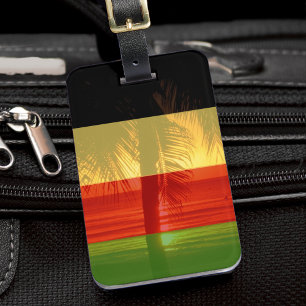Etiqueta De Bagagem Jamaica Rasta Colors Caribe Island Beach