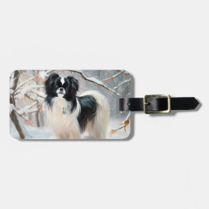 Etiqueta De Bagagem Japanese Chin Deixe Nevar Natal