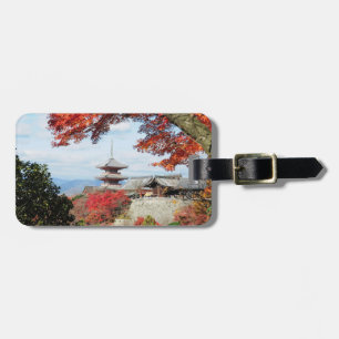 Etiqueta De Bagagem Japão, Quioto. Templo Kiyomizu em cores de outono