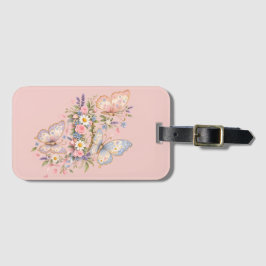 Etiqueta De Bagagem Jardim de Aniversário Borboleta Pastel