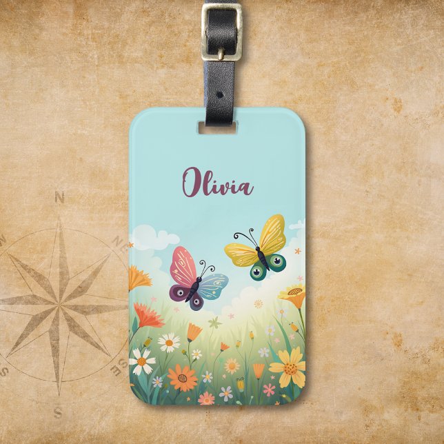 Etiqueta De Bagagem Jardim de Borboleta Pastel Whimsso (Criador carregado)