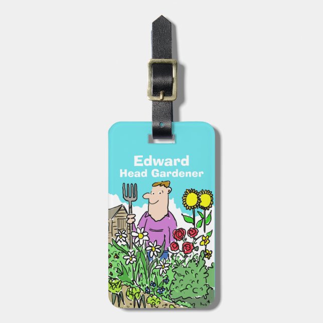 Etiqueta De Bagagem Jardineiro Chefe com Nome (Frente Vertical)