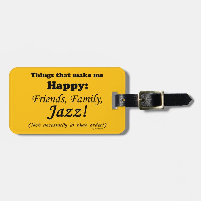 Etiqueta De Bagagem Jazz me deixa feliz (Frente Horizontal)