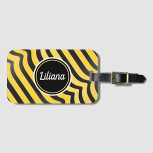 Etiqueta De Bagagem Jazzy Cute Black e Yellow Striped Bumblebee