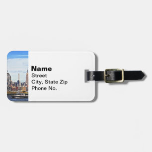 Etiqueta De Bagagem Jersey City NJ - Barco da Polícia Perto do Relógio