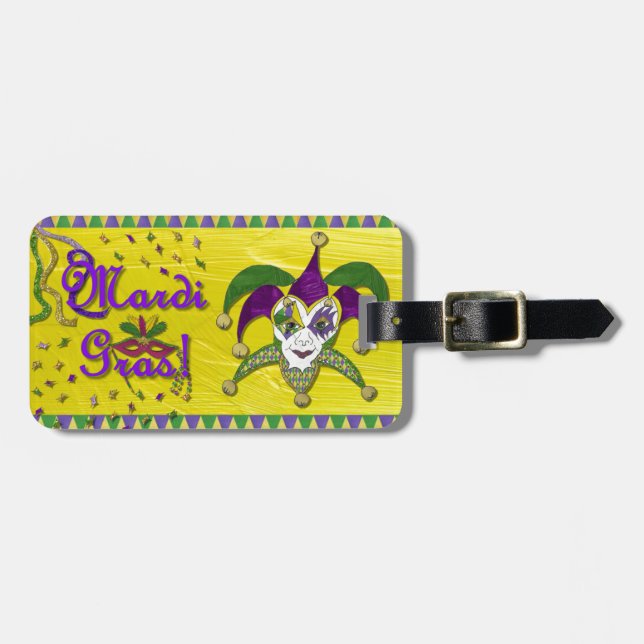 Etiqueta De Bagagem Jester Mask Mardi Gras Harlequin (Frente Horizontal)