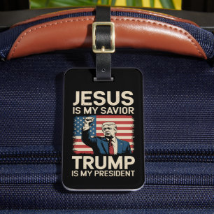 Etiqueta De Bagagem Jesus É Meu Salvador Trump É Meu Presidente 47 EUA