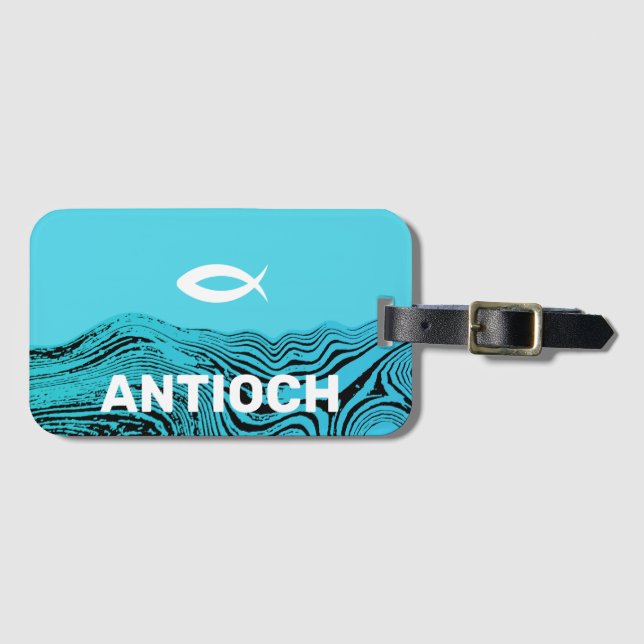Etiqueta De Bagagem Jesus Fish Wavy Watts (Frente Horizontal)