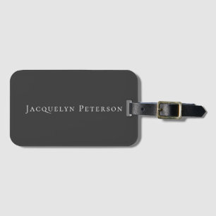 Etiqueta De Bagagem Jet Black Plain Elegante Moderno Minimalista