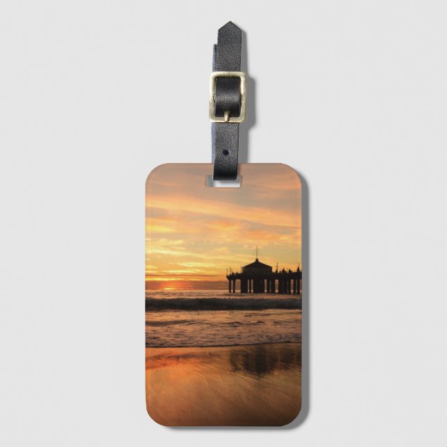 Etiqueta De Bagagem Jetty Over Ocean Beach Sunset (Frente Vertical)