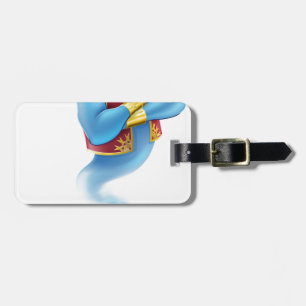 Etiqueta De Bagagem Jinn ou génios e lâmpada de óleo amigáveis da