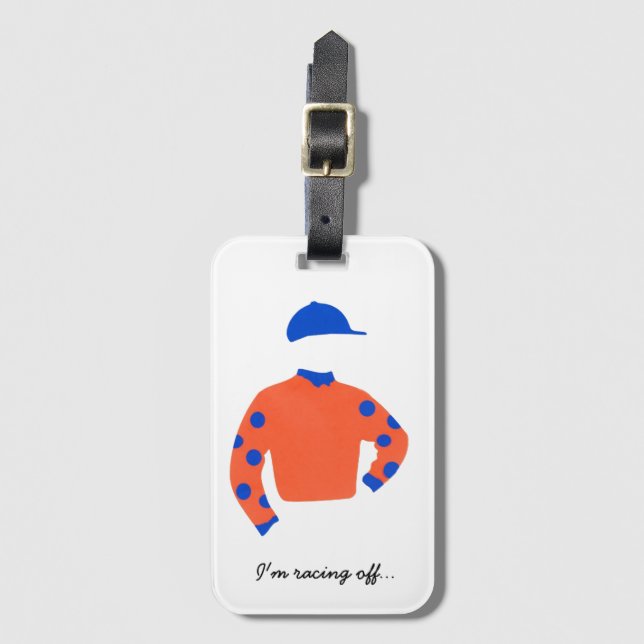 Etiqueta De Bagagem Jockey Silks "Estou indo... identidade. (Frente Vertical)
