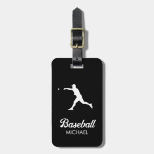 Etiqueta De Bagagem Jogador de Baseball Personalizado Trendente Preto