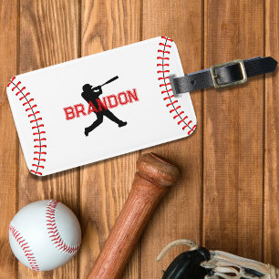 Etiqueta De Bagagem Jogador De Baseball Silhout Com Nome Esportivo Bag