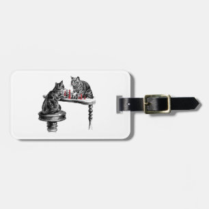 Etiqueta De Bagagem Jogos do conselho Dois gatos jogando Chess Match R