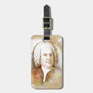 Etiqueta De Bagagem Johann Sebastian Bach Portrait em beige