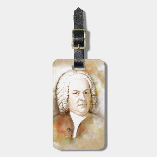 Etiqueta De Bagagem Johann Sebastian Bach Portrait em beige (Frente Vertical)
