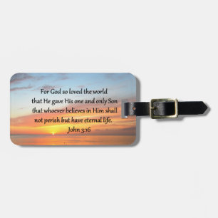 ETIQUETA DE BAGAGEM JOHN 3:16 SUNRISE SOBRE A FOTO OCEANA