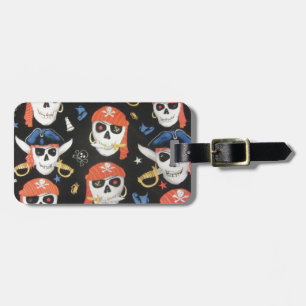 Etiqueta De Bagagem Jolly Roger Pirate Skulls