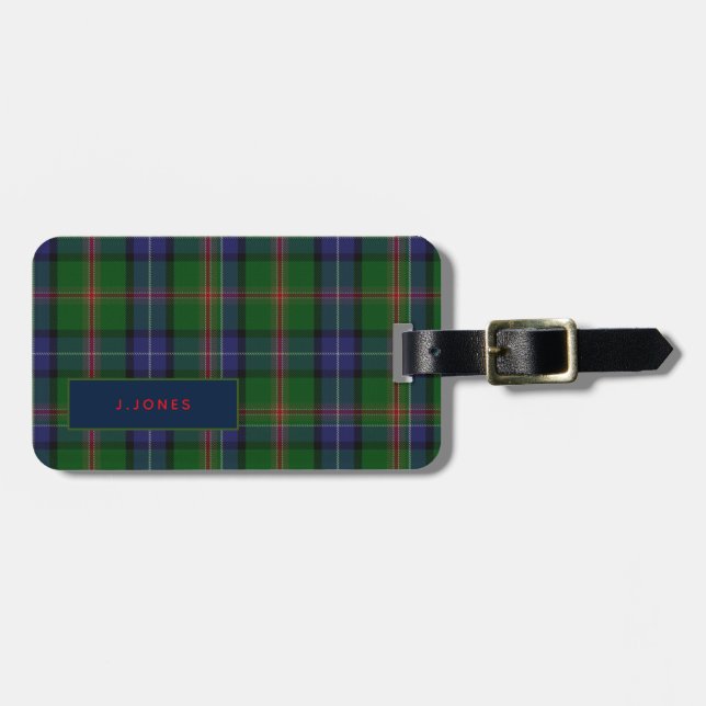 Etiqueta De Bagagem JONES Tartan Mens Slogan Personalizado (Frente Horizontal)
