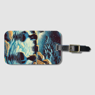 Etiqueta de bagagem - Jovens homens em onsen