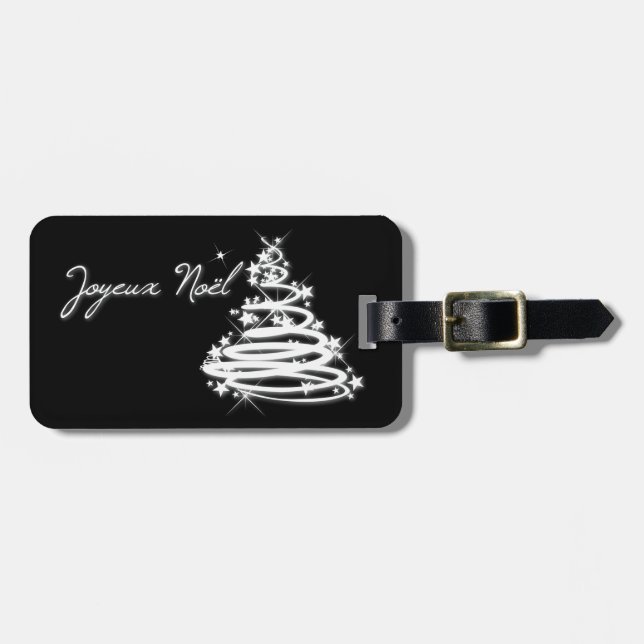Etiqueta De Bagagem Joyeux Noël com Árvore de Natal (Frente Horizontal)