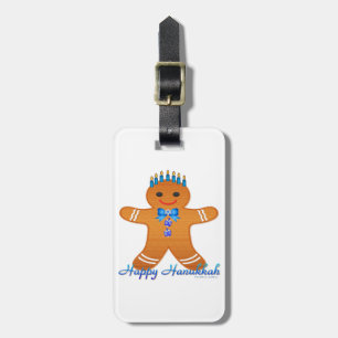 Etiqueta De Bagagem Judaica Hanukkah Gingerpão Man Menorah