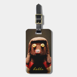 Etiqueta De Bagagem Kachina Doll Face Foto Olá Script Bold Cute