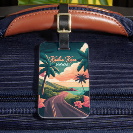 Etiqueta De Bagagem Kailua Kona Hawaii Big Island Sunset Retro
