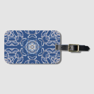 Etiqueta De Bagagem Kaleidoscope Azul brilhante, Branco, Estrela Solte