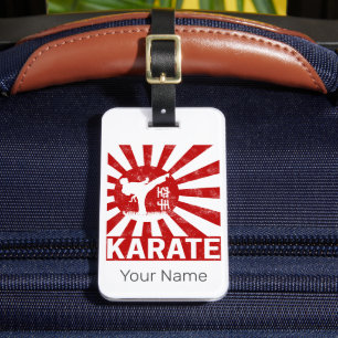Etiqueta De Bagagem Karate Martial Arts com Sol de Ascensão japonesa