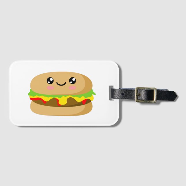 Etiqueta De Bagagem Kawaii Burger (Frente Horizontal)