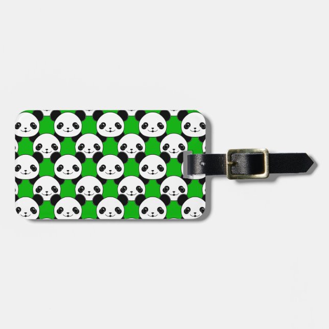 Etiqueta De Bagagem Kawaii Panda Bear Pattern (Frente Horizontal)