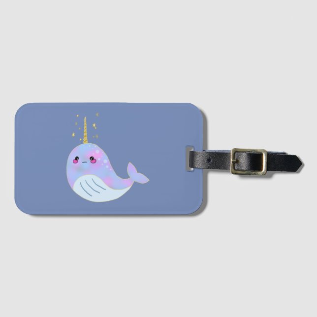 Etiqueta De Bagagem Kawaii Serious Narwhal (Frente Horizontal)