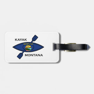 Etiqueta De Bagagem Kayak Montana Flag