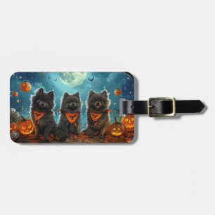 Etiqueta De Bagagem Keeshond Halloween Spooky