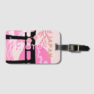 Etiqueta De Bagagem Kioto, Japão, Pink Viagem Art