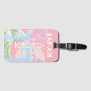 Etiqueta De Bagagem Kioto Japão Viagem Art, Pink Pastel Viagem Art
