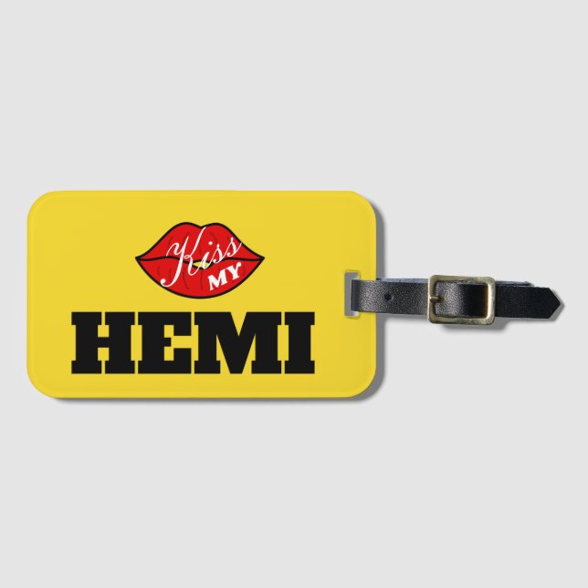 Etiqueta De Bagagem Kiss My Hemi Power Yellow Jaqueta Challenger (Frente Horizontal)