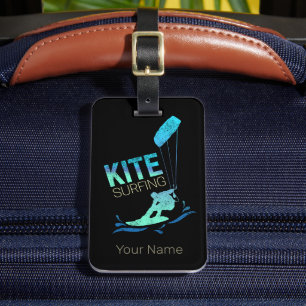 Etiqueta De Bagagem Kitesurfing Vintage Kiteboarder Kite Surfing