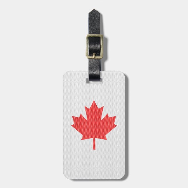 Etiqueta De Bagagem Knit Style Maple Leaf Knitting Motif (Frente Vertical)