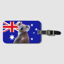 Koala com fundo de bandeira australiana