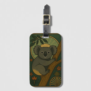 Etiqueta De Bagagem Koala Ornamental em Mandala Botânica