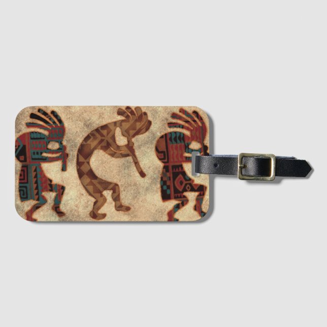 Etiqueta De Bagagem Kokopelli Dancers Desert Colors (Frente Horizontal)