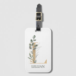 Etiqueta De Bagagem L Monograma Marca de Bagagem Personalizada Floral