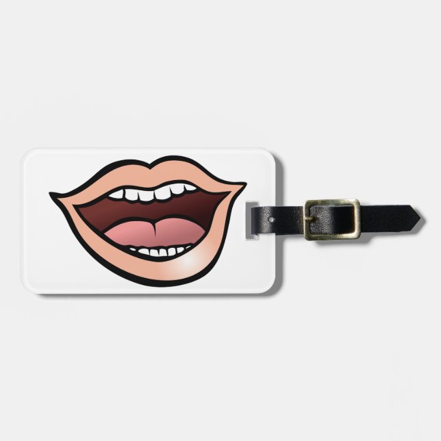 Etiqueta De Bagagem Lábios Boca Dentes Língua (Frente Horizontal)