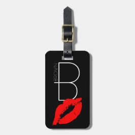 Etiqueta De Bagagem Lábios de Beijo Personalizados Vermelho Negro Lips