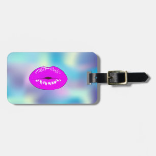 Etiqueta De Bagagem Lábios modernos e elegantes, holográficos